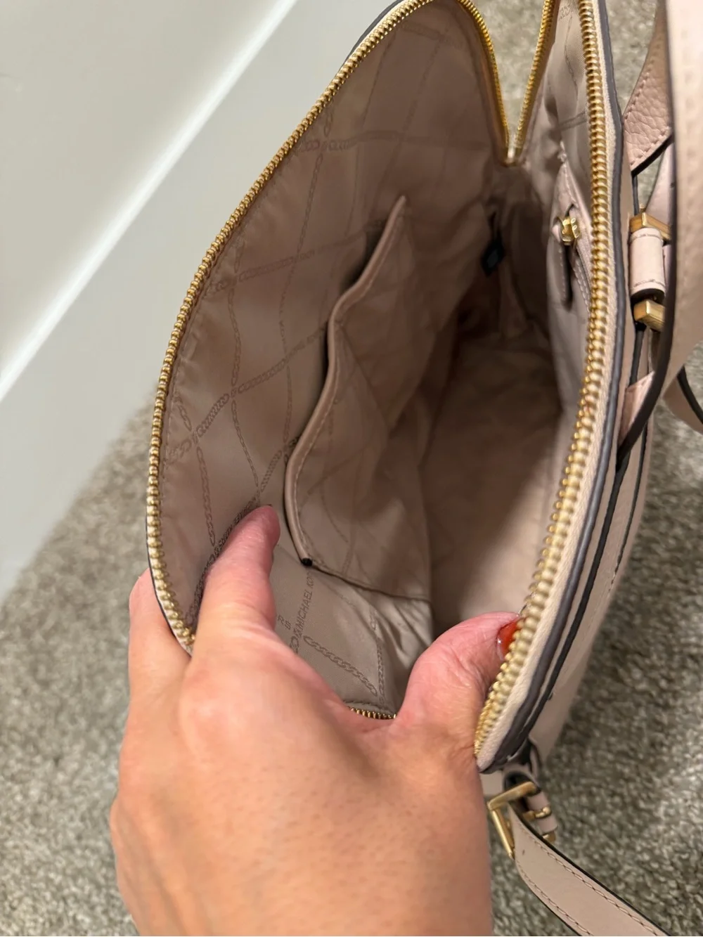 Michael Kors Light Pink Leather Backpack and Tote Set